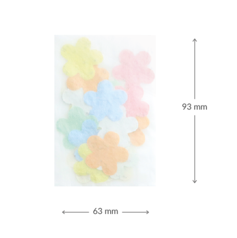 Bloemetjes groeiconfetti in pergamijn zakje 