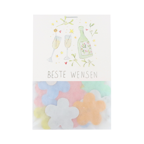 Beste wensen - Groeiconfetti in pergamijn zakje met klapkaartje // Mijksje