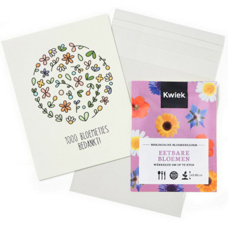 Zaden met kaartje in bioplastic zakje met eigen ontwerp