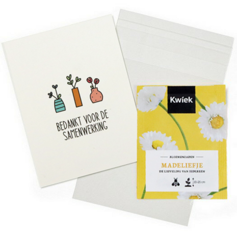 Zaden met kaartje in bioplastic zakje met eigen ontwerp