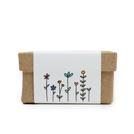 Zaadbommetjes in papier mach&eacute; doosje - Bedankt - Zijkant wikkel