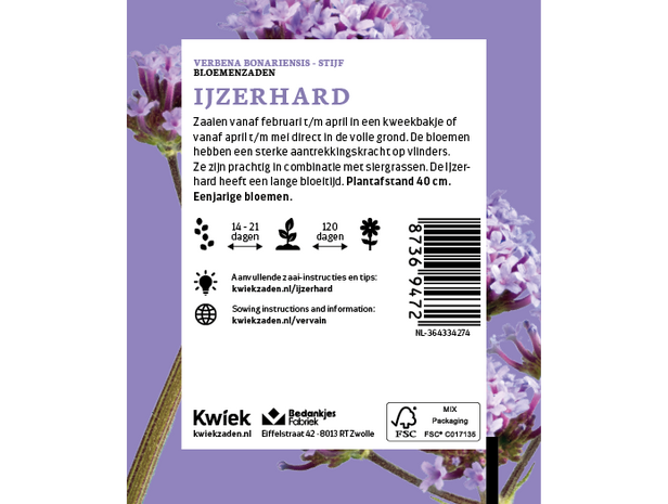 Ijzerhard zaden -  Kwiek Uitdeel zakjes (UITVERKOCHT)