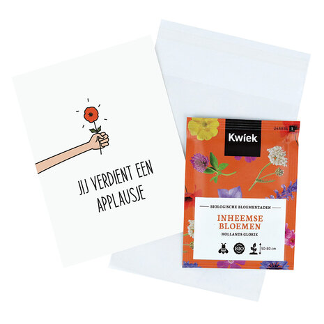 Zaden in bioplatic zakje - Jij verdient een applausje - Hoofdfoto