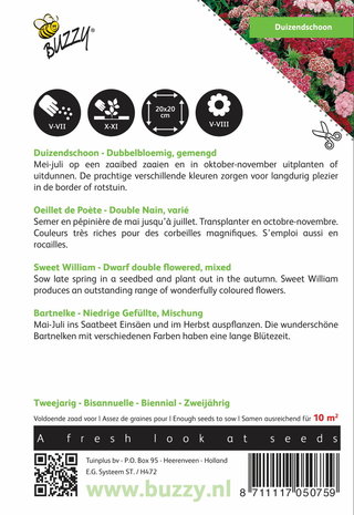 Duizendschoon laag nanus compactus Dubbel (gemengd) zaden - achterkant