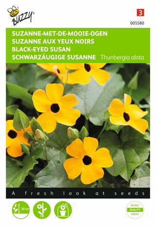 Suzanne-met-de-mooie-ogen Thunbergia zaden - voorkant