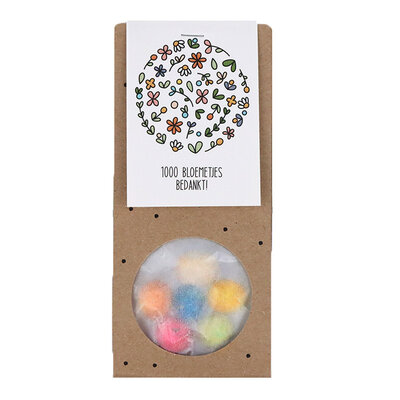 1000 bloemetjes bedankt - Zaadbommetjes in kraft buideltje groot