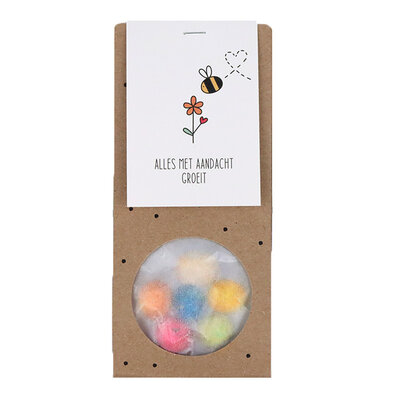 Alles met aandacht groeit - Zaadbommetjes in kraft buideltje groot