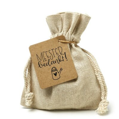 Meester bedankt! - bedankje zaden in linnenzakje