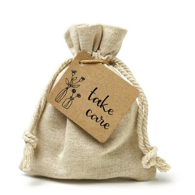 Take care - Bedankje zaden in linnenzakje