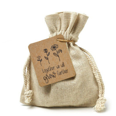 Together we will grow further - bedankje zaden in linnenzakje