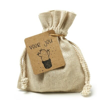 Voor jou - bedankje zaden in linnenzakje