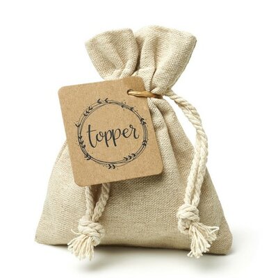Topper - Bedankje zaden in linnenzakje