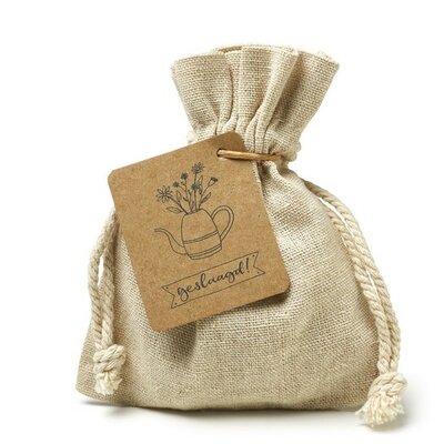 Geslaagd! - Bedankje zaden in linnenzakje