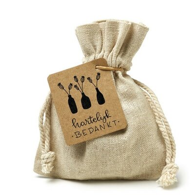 Hartelijk bedankt - bedankje zaden in linnenzakje