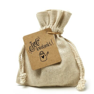 Juf bedankt - bedankje zaden in linnenzakje
