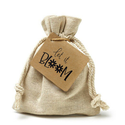Let it bloom - bedankje zaden in linnenzakje