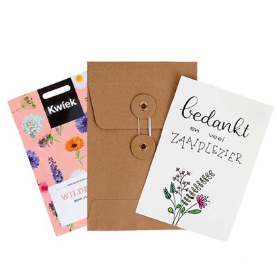 Bedankt en veel zaaiplezier - bedankje zadenpakket met ansichtkaart in Japanse envelop