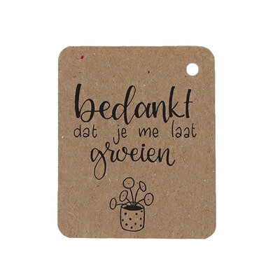 Kraftlabel - Bedankt dat je me laat groeien | 50 x 60 mm