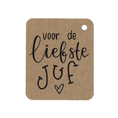 Kraftlabel - Voor de liefste juf | 50 x 60 mm