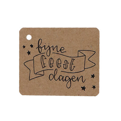 Kraftlabel - Fijne feestdagen | 50 x 60 mm