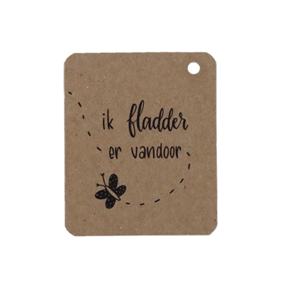 Kraftlabel - Ik fladder er vandoor | 50 x 60 mm