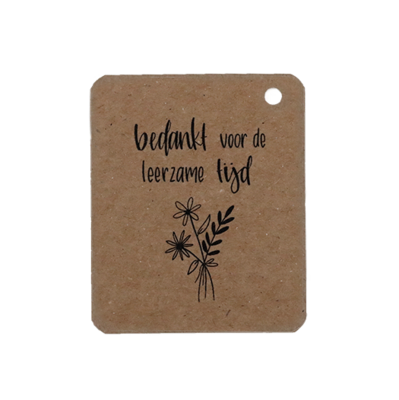Kraftlabel - Bedankt voor de leerzame tijd | 50 x 60 mm