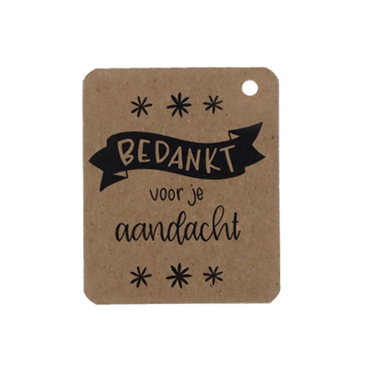 Kraftlabel - Bedankt voor je aandacht | 50 x 60 mm