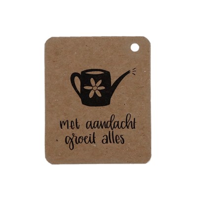 Kraftlabel - Met aandacht groeit alles | 50 x 60 mm