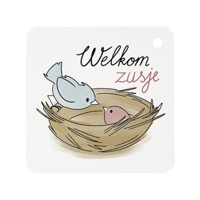 Label - Welkom zusje | 60 x 60 mm