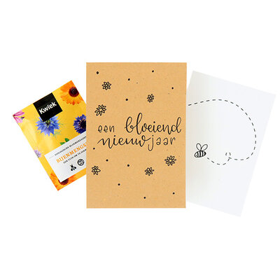 Een bloeiend nieuwjaar - bedankje zaden in kraft zakje met kaartje