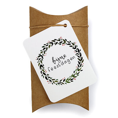 Fijne feestdagen - bedankje zaden in gondeldoosje  // Rond