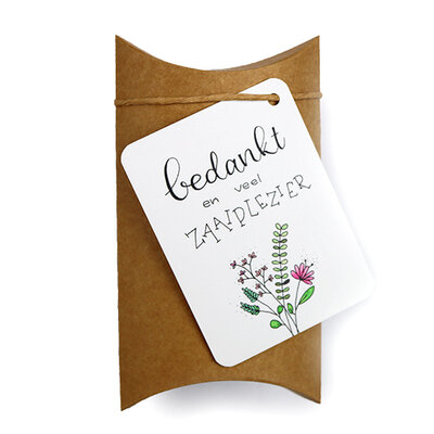 Bedankt en veel zaaiplezier - bedankje zaden in gondeldoosje 