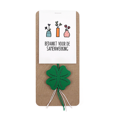 Bedankt voor de samenwerking - Gelukshanger in buidel 