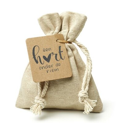 Een hart onder de riem - Bedankje zaden in linnenzakje