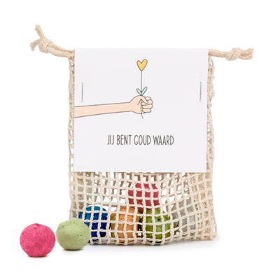 Jij bent goud waard - Bedankje zaadbommetjes in netzakje