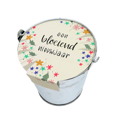Een bloeiend nieuwjaar - bedankje zaden in emmertje