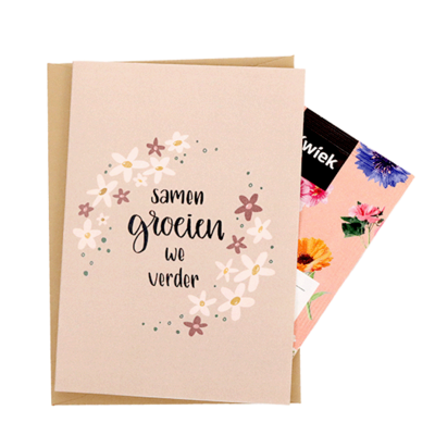 Samen groeien we verder - Zaden in klapkaartje met envelopje