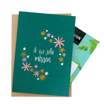 Ik ga jullie missen - Zaden in klapkaartje met envelopje