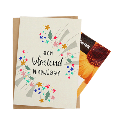 Een bloeiend nieuwjaar - Zaden in klapkaartje met envelopje