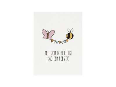 Kaartje - Met jou is het elke dag een feestje | 80 x 105 mm