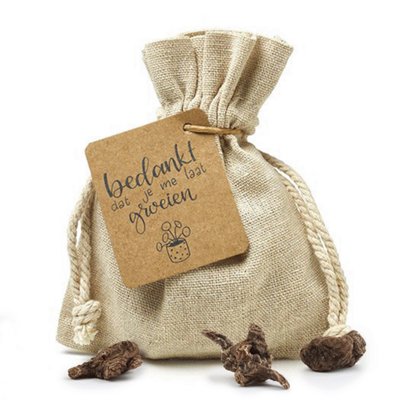 Bedankt dat je me laat groeien - Bloembollen in linnenzakje