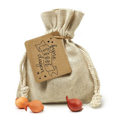 Fijne feestdagen - Bloembollen in linnenzakje