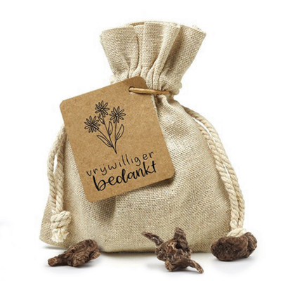 Vrijwilliger bedankt - Bloembollen in linnenzakje