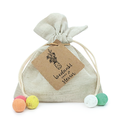 Bedankt voor je steun - Zaadbommetjes in linnenzakje // Maartje