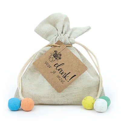 Dank voor je inzet - Zaadbommetjes in linnenzakje // Maartje