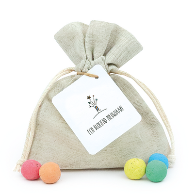 Een bloeiend nieuwjaar - Zaadbommetjes in linnenzakje // Eef