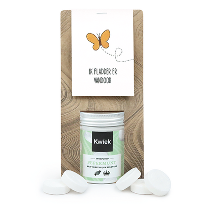 Ik fladder er vandoor - Snoeptas met blikje snoep // Eef