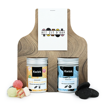 Het zit d'rop - Snoeptas met twee blikjes snoep // Eef