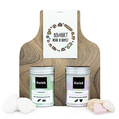 Bedankt voor je komst - Snoeptas met twee blikjes snoep // Eef