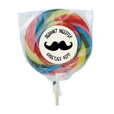 Bedankt meester - Lolly met gepersonaliseerde sticker